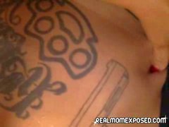 Young mother masturbates with fingering pussy