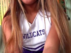 Petite Asian cheerleader jerks in POV