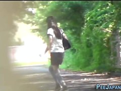 Japanese teen slut peeing