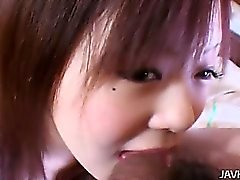 Cute teen Noriko Kagos furry pussy filled with a monster load of hot cum juice