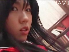 Asian teen shows her panties