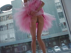 Beautiful Sveta dancing wearing a pink ballerina tutu dress