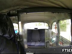 Hardcore fucking in a fake taxi