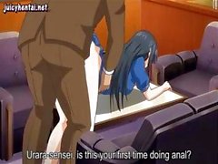 Busty anime teen is getting drilled and pees after fucking