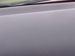 Brunette lusty girlfriend teasing her mans pecker in car