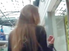 He records his hot blonde gf in mall