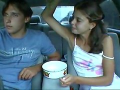 Dirty teen sucks bf dick in a car