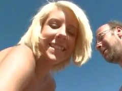 Balding guy fucks a hot blond chick !!!