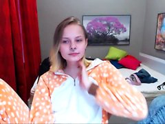 Blonde amateur teen gives a sloppy blowjob