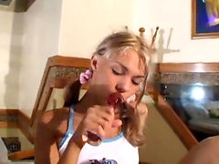 Amateur Teen Blonde Licks two Cocks