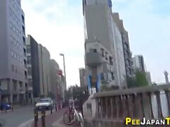 Asian slut public pees