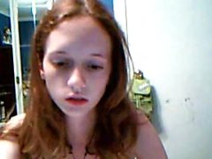 Very Hot Amateur Redhead Teen with glasses bates on Webcam