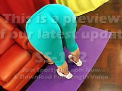Amazing Big Round Ass Fat Cameltoe Stretching in Tight Lycra