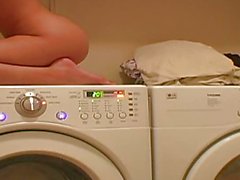 Pussy rubbing Diana on the washing machine