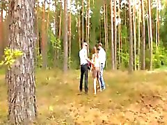Amateur french threesome in the forest