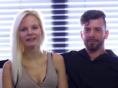 Slim Canadian newbie Katy gets cum covered in audition fuck