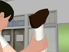 Shy animated girl riding an penis