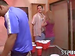 Provocative college teens suck cocks while partying