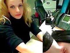 Blonde masturbation office boss