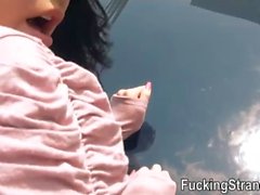 Stranded coed Belle Claire public fucked