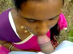 Indian amateur teen sucking a hard dick outside