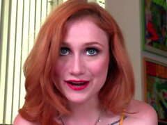 BJ redhead with glasses blows in POV