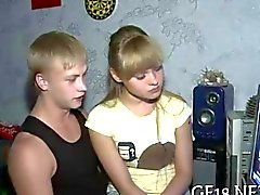 Blonde Russian teen spreads legs wide open