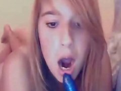 Blonde sucking a cock on cam