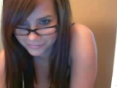 Gorgeous Busty Teen With Glasses Dildoing