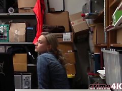 Gorgeous blonde teen fucked in the storage room