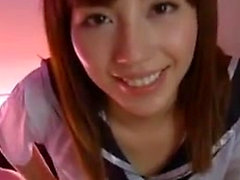 Japanese teen in uniform sucks POV cock