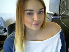 Blonde coed giving a blowjob on webcam