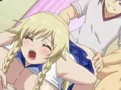 Big boobed anime blonde gets her pussy plowed hard