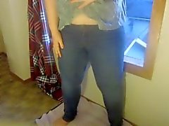 Teen Wetting in Tight Jeans