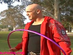 teen hoola hoop outdoor gets fucked and face splattered