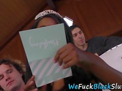 Ebony teen gangbanged