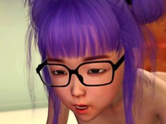 Cute japanese teen in glasses gets fucked in the candy room