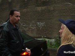 18yr old Blond Teen Seduce To Fuck Outdoor by old German Man