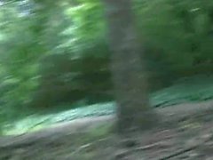 Horny slut doing oral sex in forest
