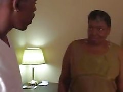 Black granny likes the young cock