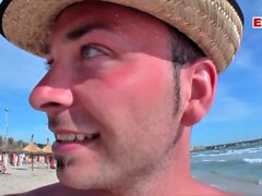 German Teen anal pick up at beach for threesome ffm