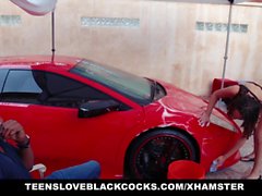 Teen Washes Car For some Big Black Cock