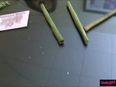 Teen BFFs smoked weeds and have groupsex with one lucky dude