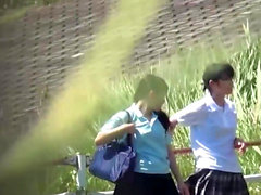 Pissing japanese teens in uniform