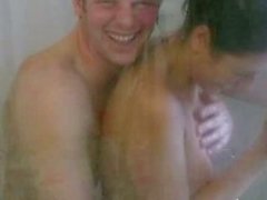 Amateur couple has fun in the shower