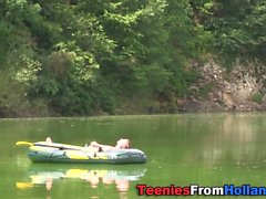 Dutch teen cummed on boat