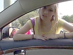 Amateur teen London Smith gives head and nailed in the car