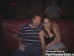 Hot Teen Slut Fucked by Group of Cocks in Porno Theater