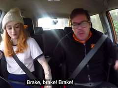 Fake Driving School Slim hot redhead minx fucks