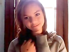 Super hot petite brunette teen nice tits plays with pussy